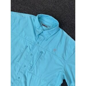 Ariat Tek Heat Series Short Sleeve Button Up Shirt Blue Mens Size Large Work